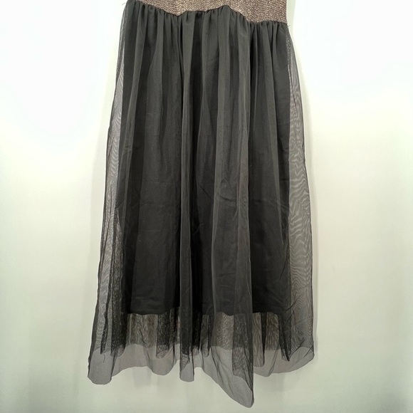 Top Shop Gold Tank Black Lined Tulle Dress Ladies Size 4 - Picture 5 of 11